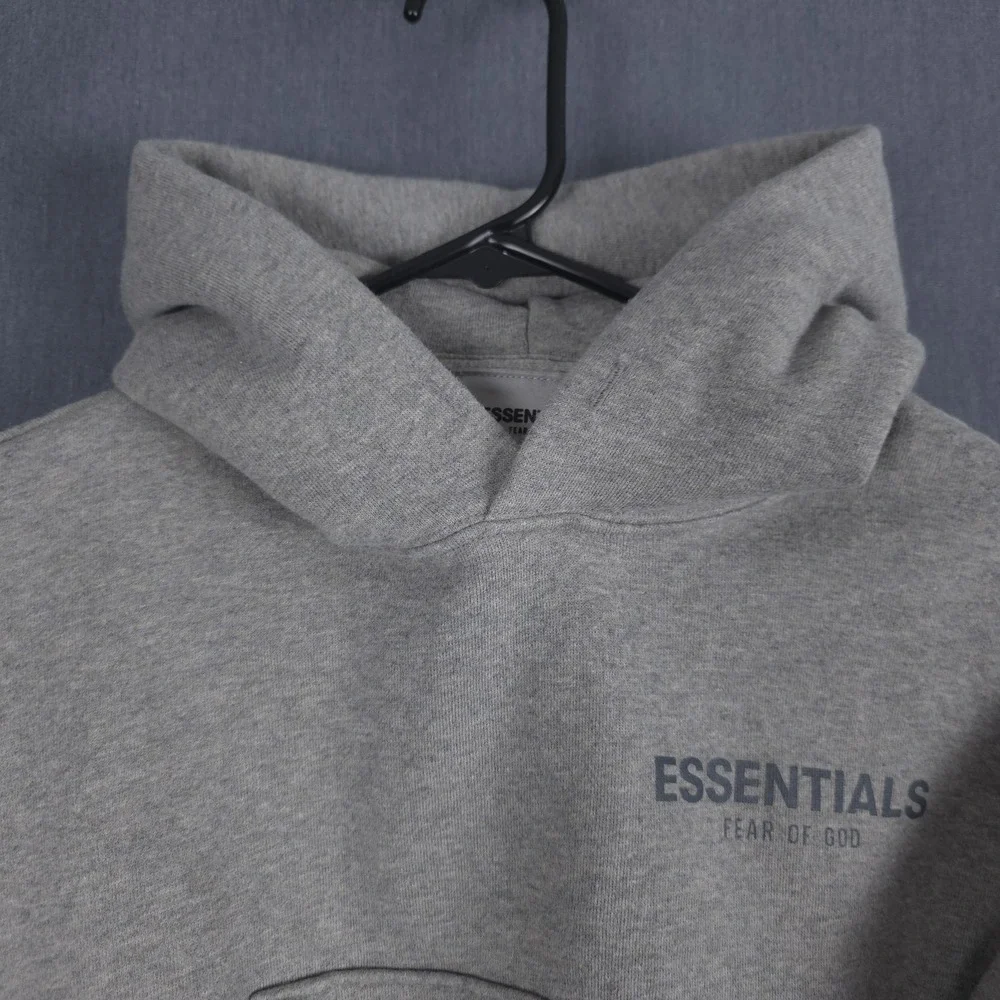 Fear of God Essentials Kids Hoodie Heather Gray Fleece Size XS 4/5 FOG Pullover